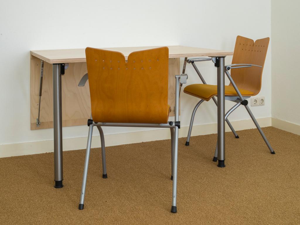 Bureau of eettafel opklapbaar van berkenmultiplex, Ophalen, 120 cm, Hout, 81 cm