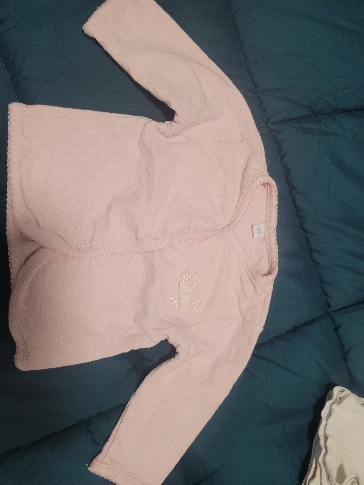 Roze vestje maat 62 met drukknopen en glitter, Ophalen of Verzenden, Zo goed als nieuw, Geen merk, Truitje of Vestje
