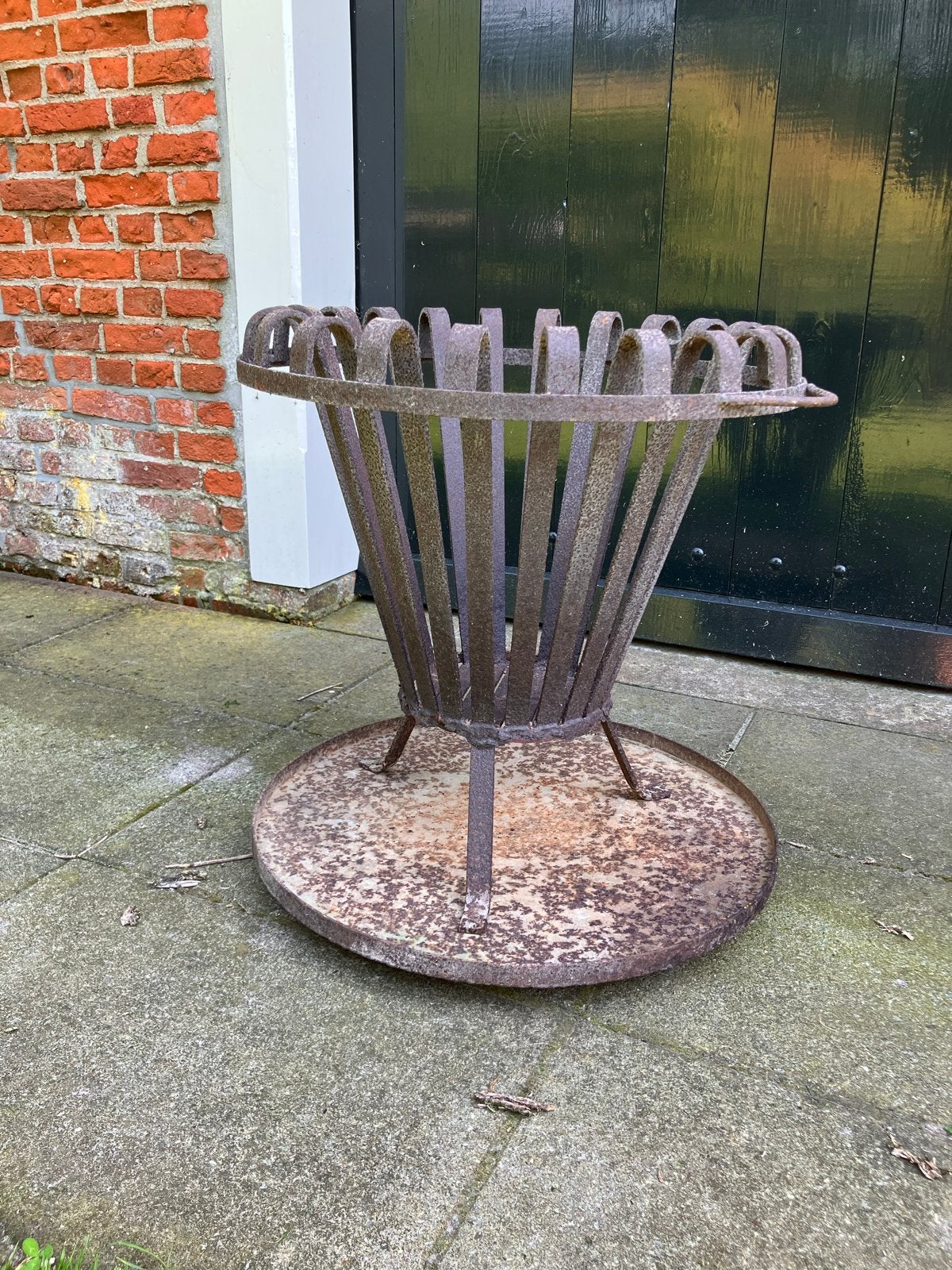 Stevige gesmede vuurkorf met opvangbak, Tuin en Terras, Ophalen, Gebruikt, Vuurkorf