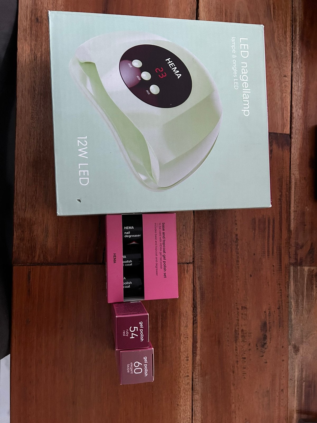 Led nagellamp + 2 kleuren gellak en polish set, Ophalen, Overige kleuren, Nieuw, Handen en Nagels