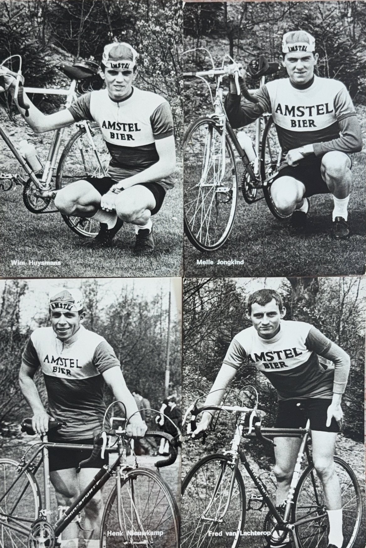 4x Ansichtkaart wielrenner - Amstel Bier, Verzenden, 1960 tot 1980, Ongelopen, Sport en Spel