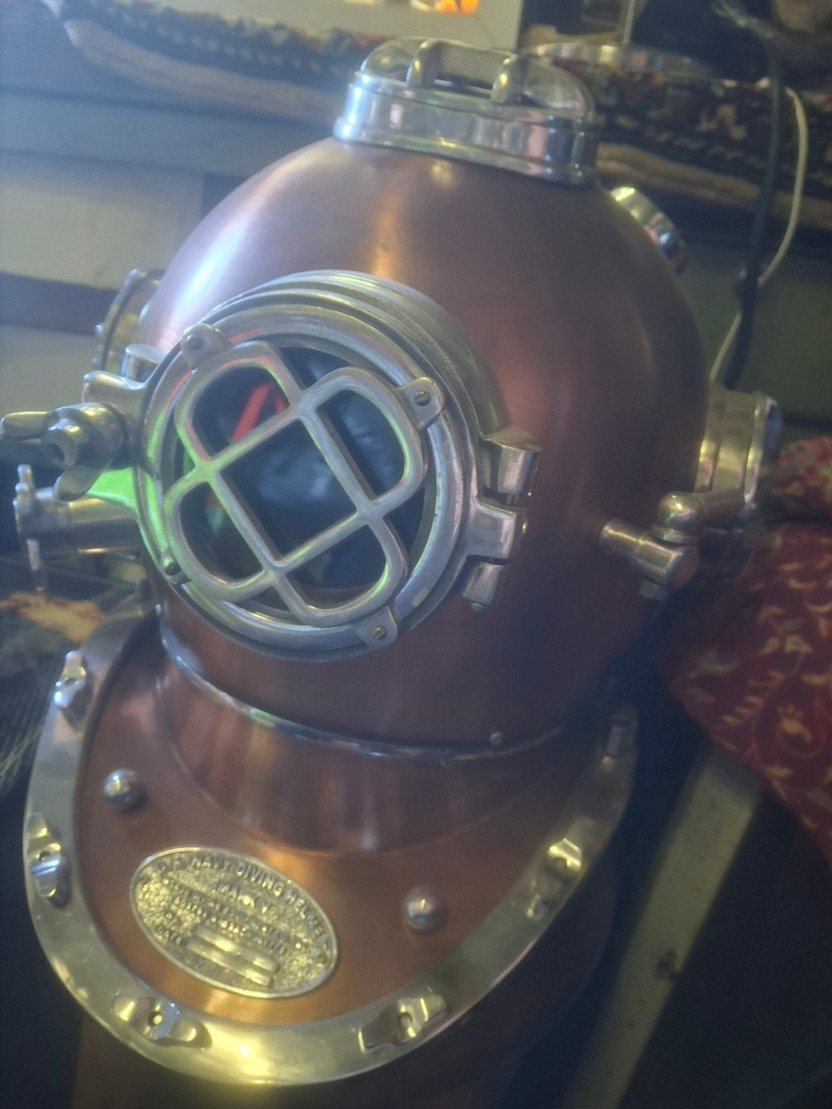 Prachtige U.S. Navy Duikhelm - Koper en Messing, Ophalen