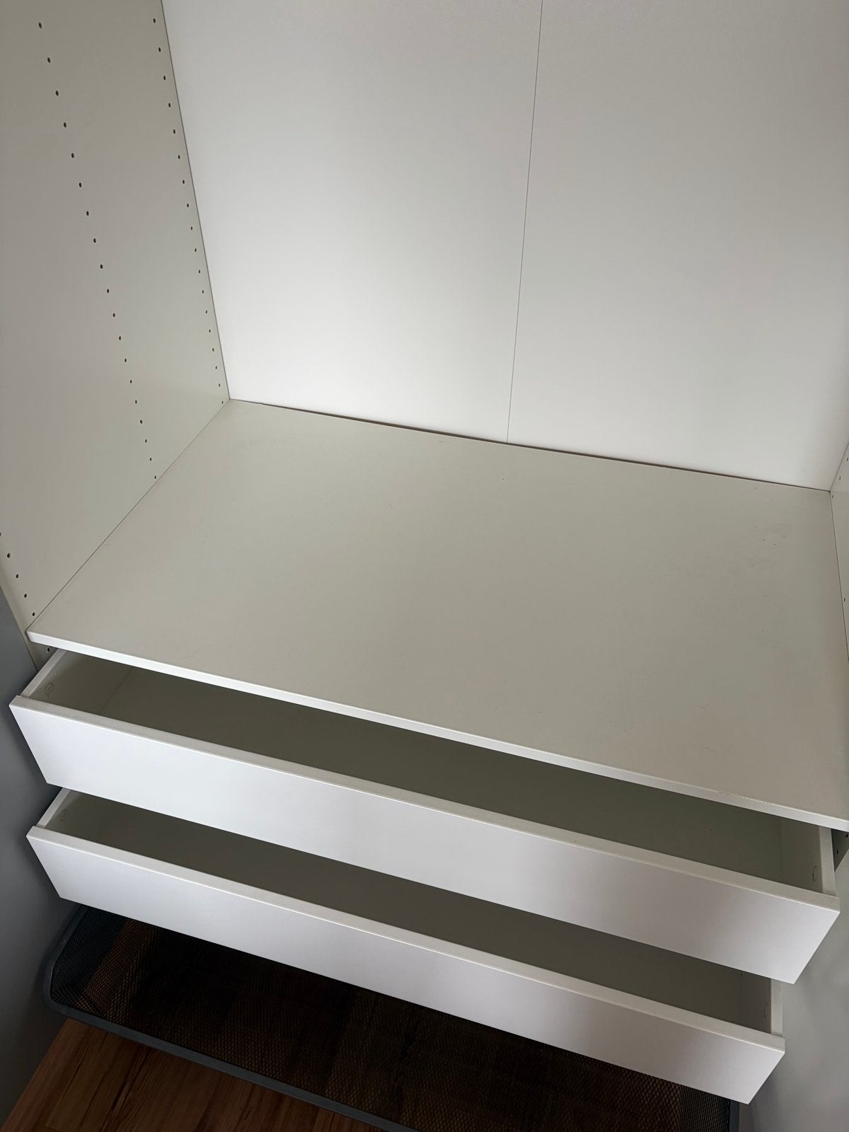 Witte kledingkast met spiegel en lades, Ophalen, Gebruikt, 200 cm of meer, 150 tot 200 cm