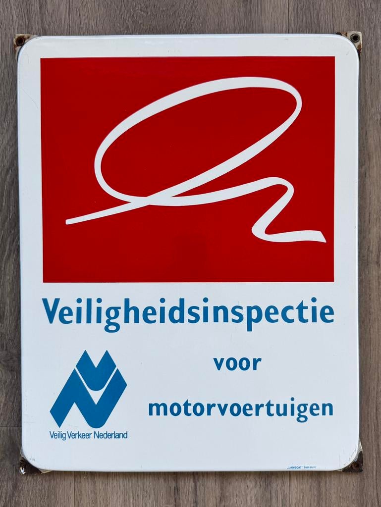 Veilig Verkeer Nederland emaille bord van Langcat Bussum, Ophalen of Verzenden, Gebruikt, Reclamebord