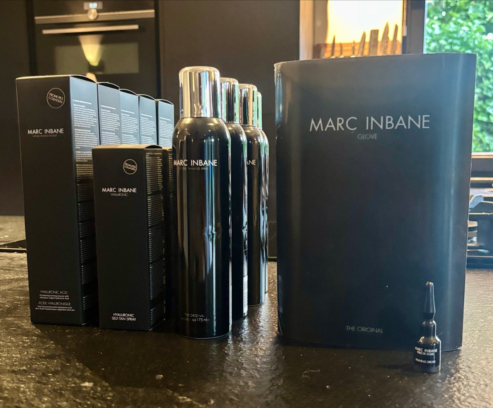 Marc Inbane Tanning & Hyaluronic Spray + Glove - NIEUW & ONG, Ophalen of Verzenden, Nieuw, Gehele gezicht, Verzorging