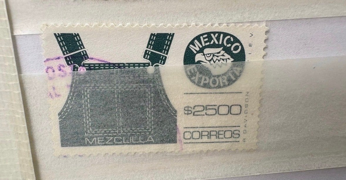 Mexico postzegel met spijkerbroek ontwerp, Ophalen of Verzenden, Na 1940, Gestempeld