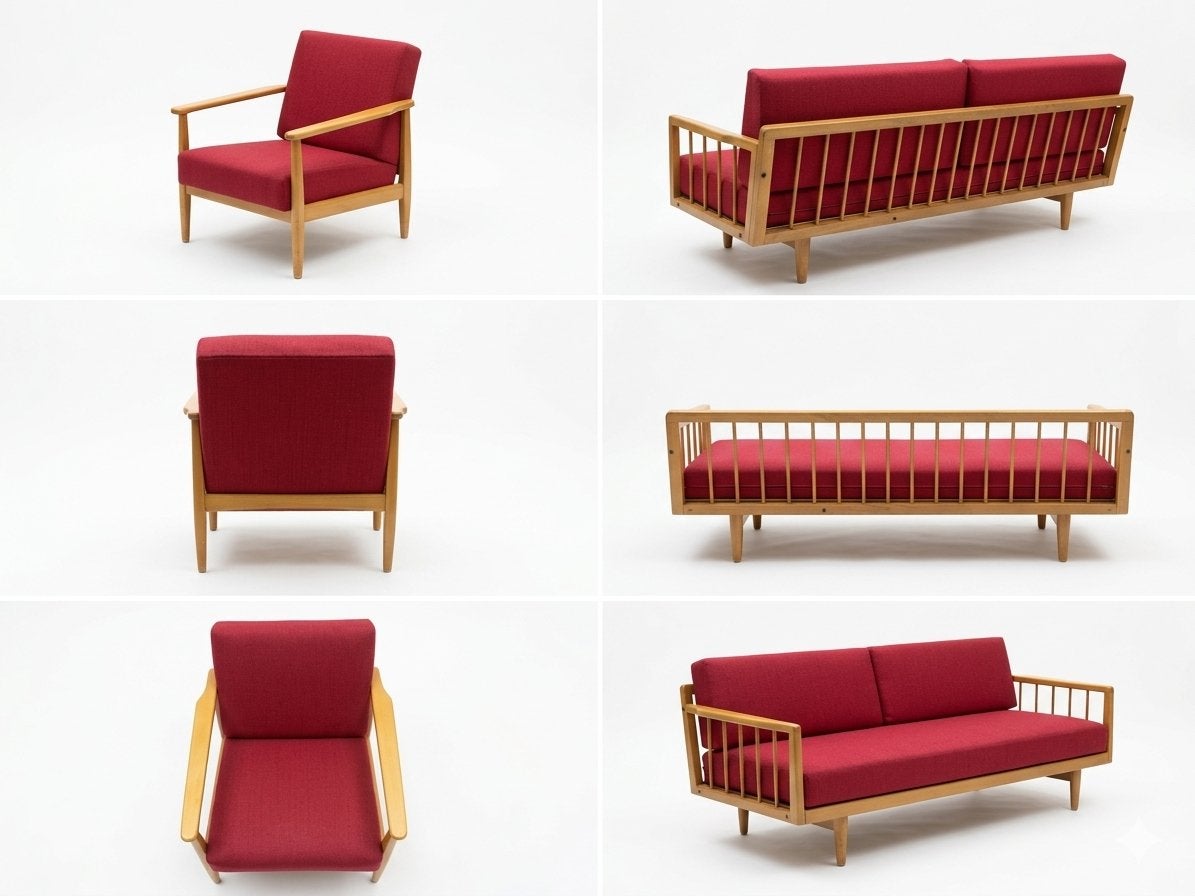 60s Mid-Century Lounge Set - Attributed to W. Knoll Vintage, Ophalen, Gebruikt, 150 tot 200 cm, Mid century danish scandinavian