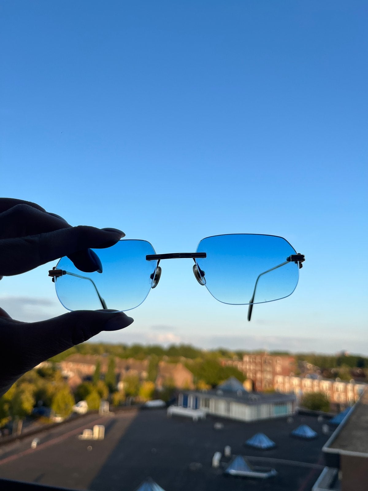 Cartier bril met blauwe glazen, Zonnebril, Blauw, Zo goed als nieuw, Ophalen