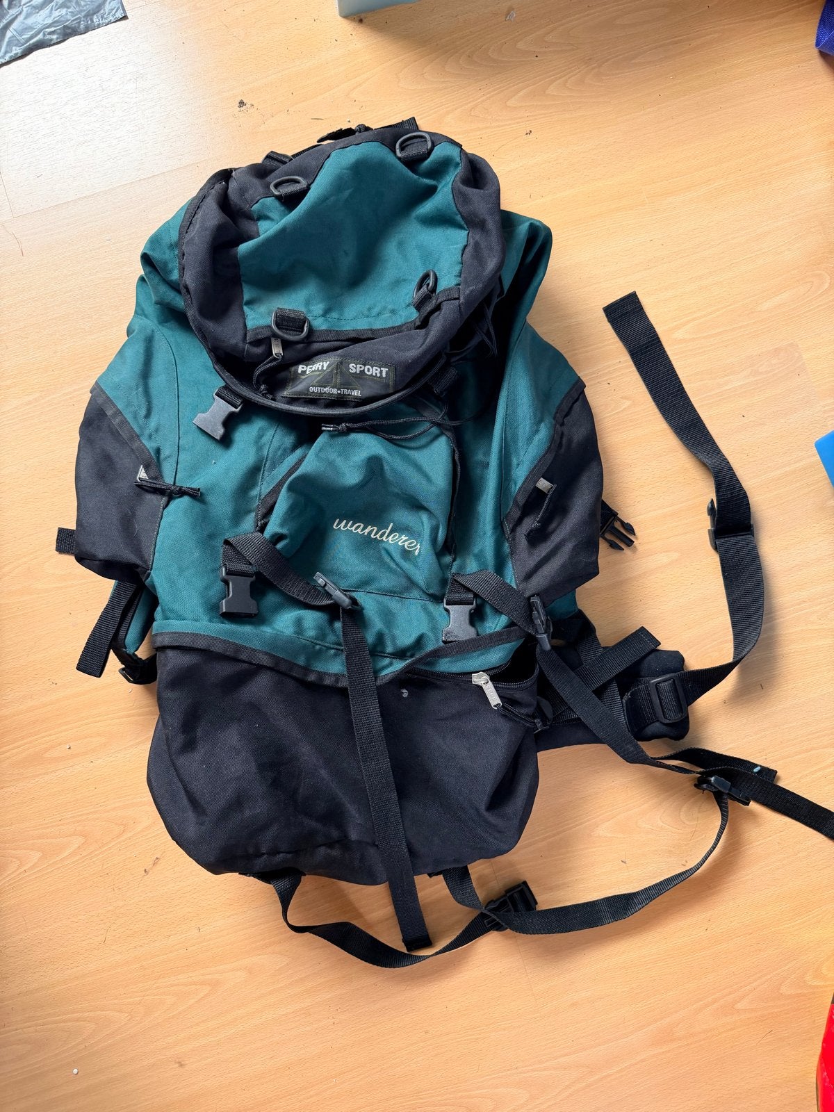 Perry Sport Wanderer Trekking Rugzak - Groen/Zwart, Overige merken, Gebruikt, 25 tot 40 cm, Ophalen of Verzenden