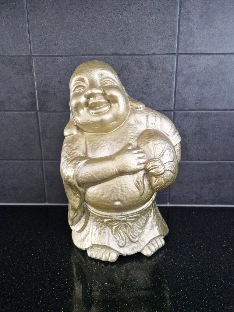 Prachtig Groot Boeddah Beeld Goudkleur, Ophalen of Verzenden, Zo goed als nieuw, Overige typen