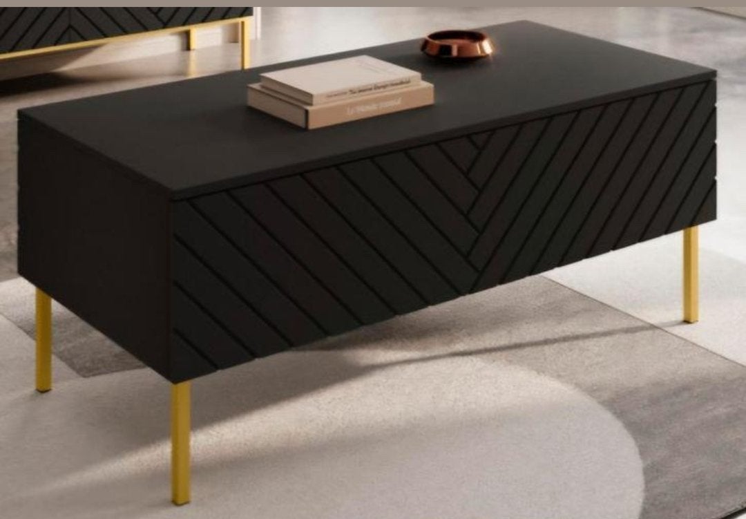 Hoogglans zwart salontafel 120 cm, Ophalen, 100 tot 150 cm, 50 tot 100 cm, Zo goed als nieuw