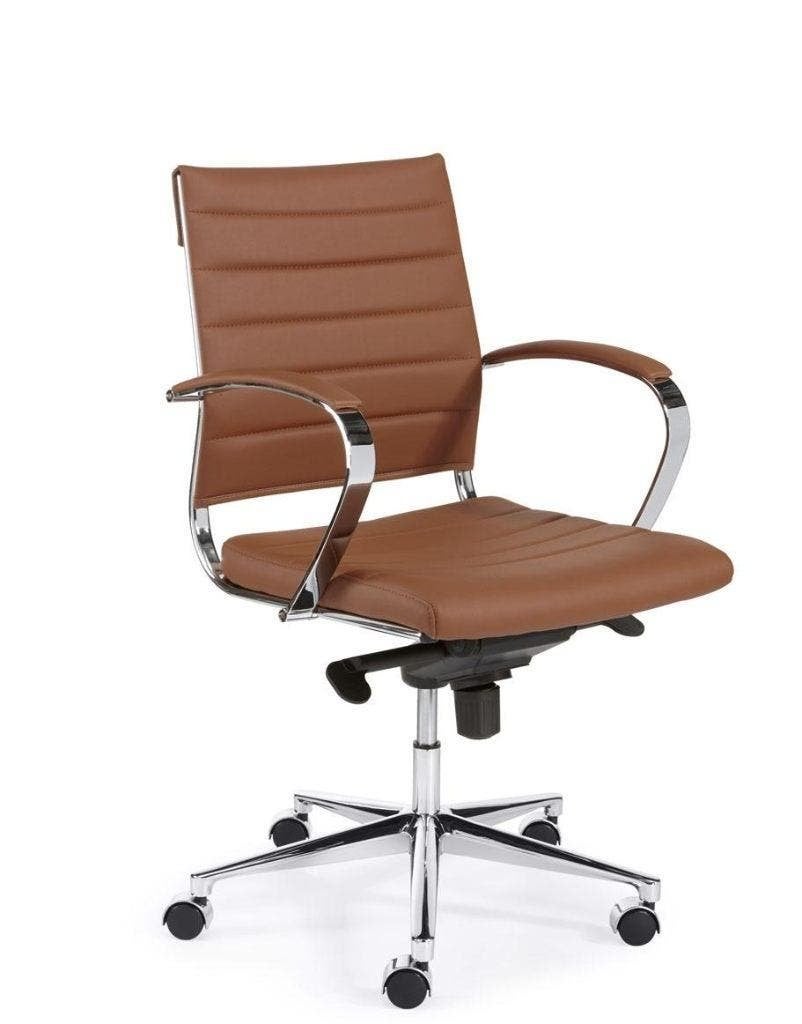 Design bureaustoel 600, lage rug, Cognac, Bruin kunstleder, Bruin, Nieuw, Ophalen of Verzenden, Bureaustoel