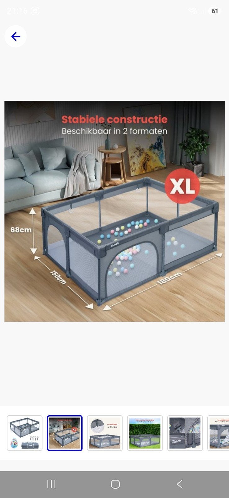 Speelbox grijs met 50 speelballen, Ophalen, Nieuw, Vierkant