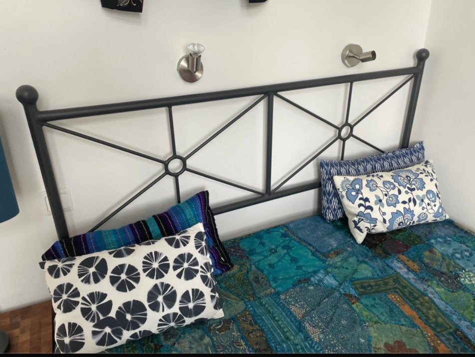 SALE - Ikea 2-persoons bed 160x200 in metaal en donker hout, Ophalen, Tweepersoons, Zo goed als nieuw, Metaal