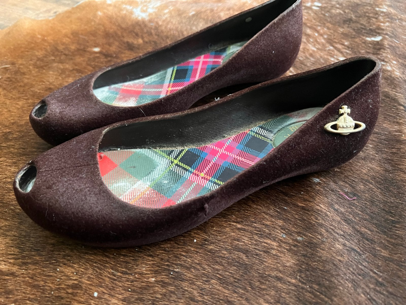 Vivienne Westwood Melissa Peep-toe Ballerina's Maat 38, Bruin, Gedragen, Ballerina's, Ophalen of Verzenden