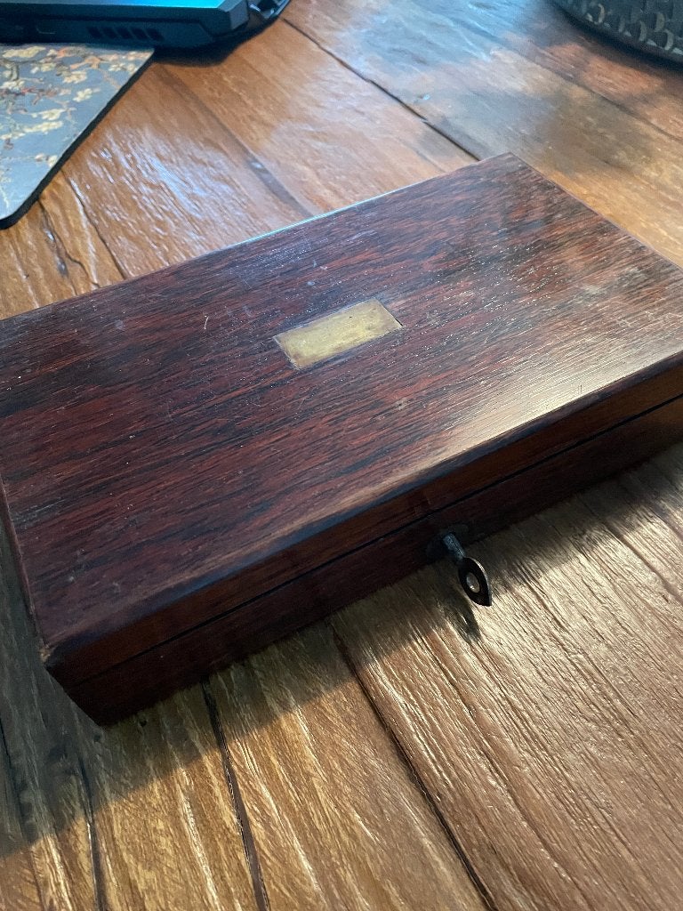 Te koop, antiek pistolen set in houten kist., Antiek en Kunst, Ophalen of Verzenden