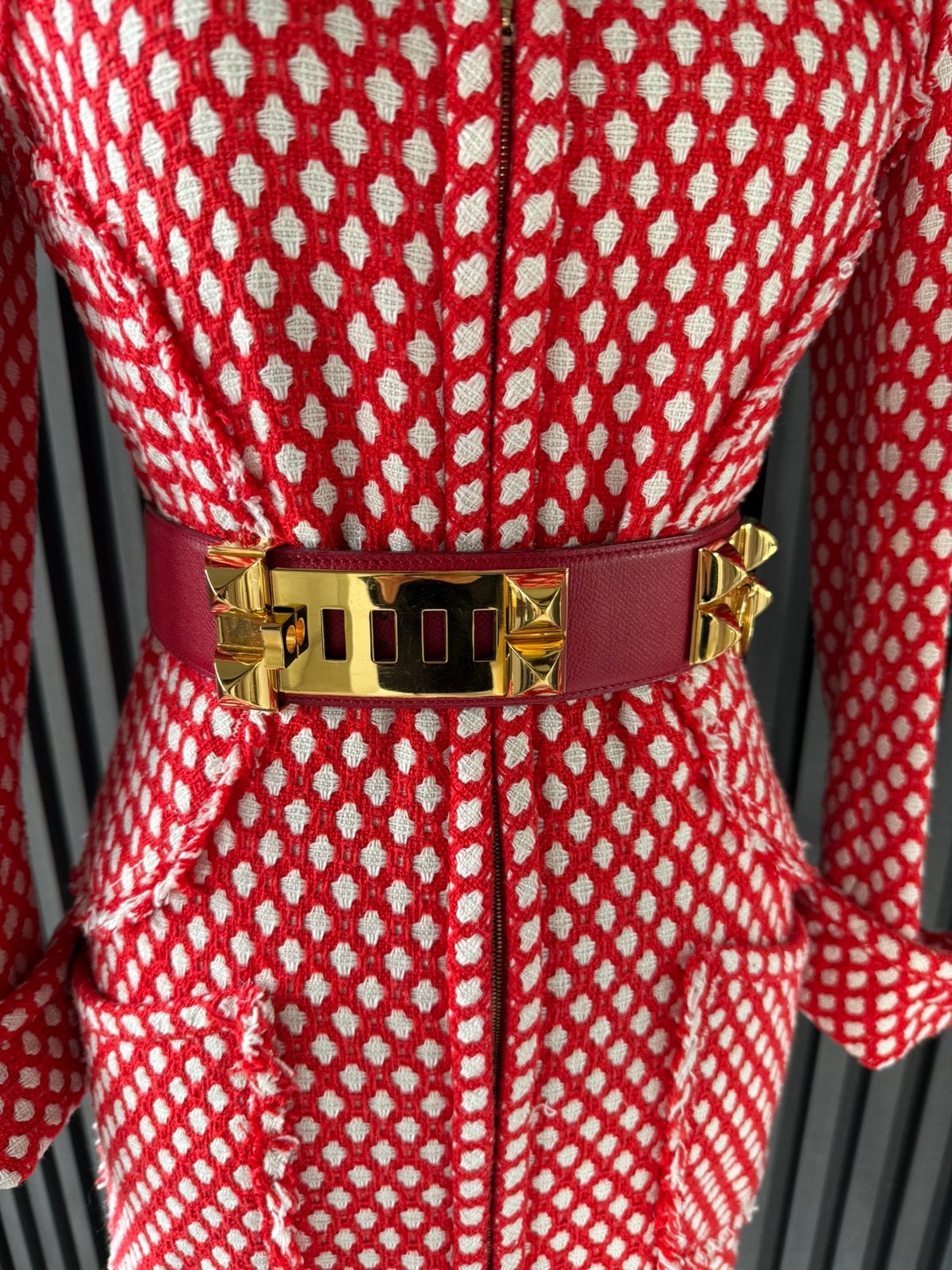 HERMES CDC  Belt in Red Leather Gold Hardware Size 70, 3 tot 5 cm, Minder dan 80 cm, Echt leder, Tailleriem