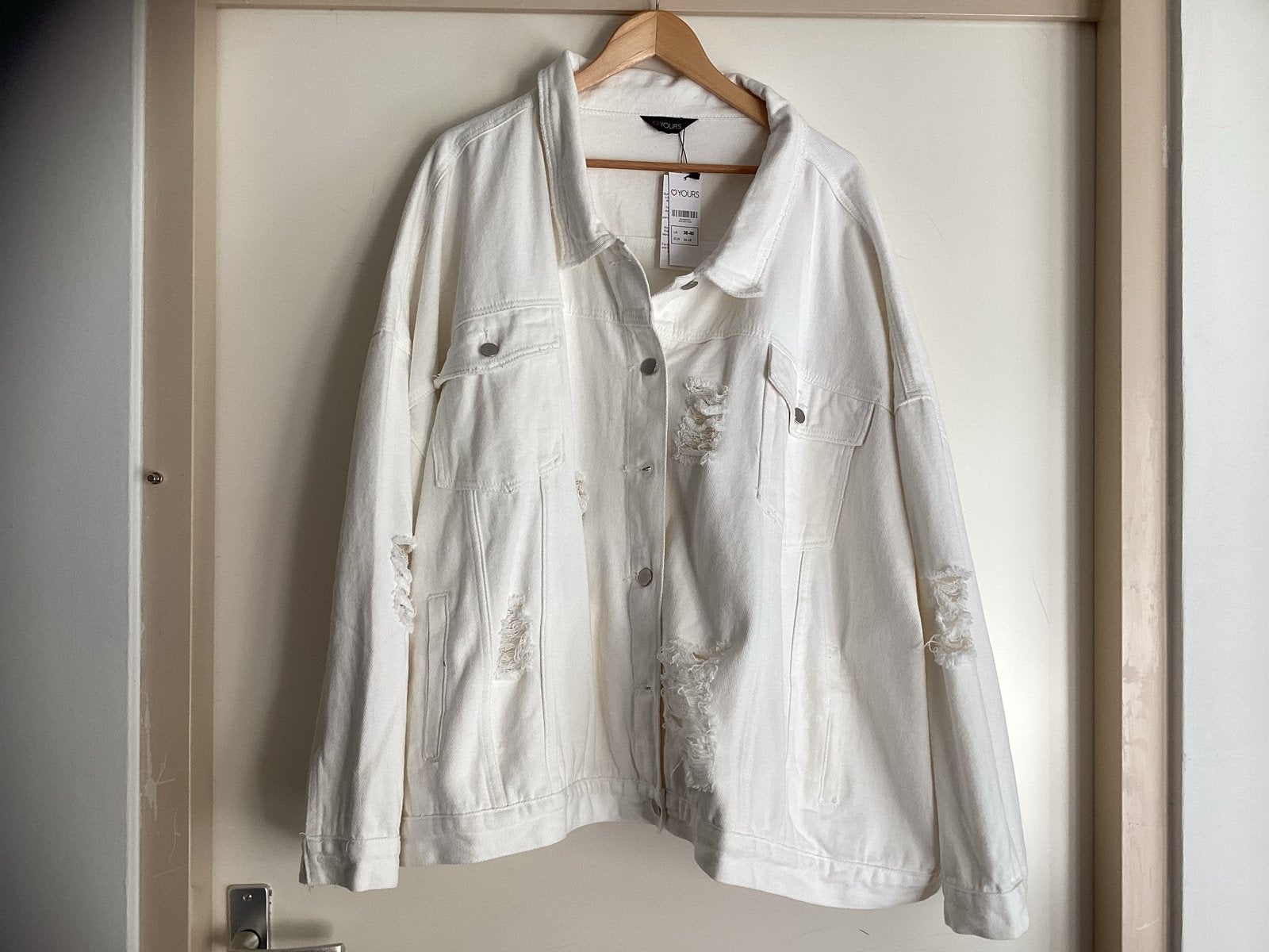 Yours Distressed Spijkerjas - Off-White - Maat 66/68, Ophalen of Verzenden, Nieuw, Wit, Jasje of Colbert