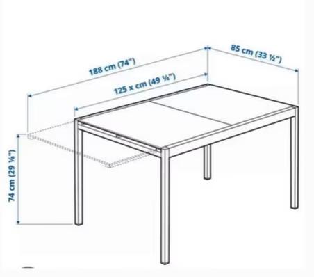 IKEA Glivarp Uitschuifbare Glazen Tafel, Ophalen, 200 cm of meer, 50 tot 100 cm, Zo goed als nieuw
