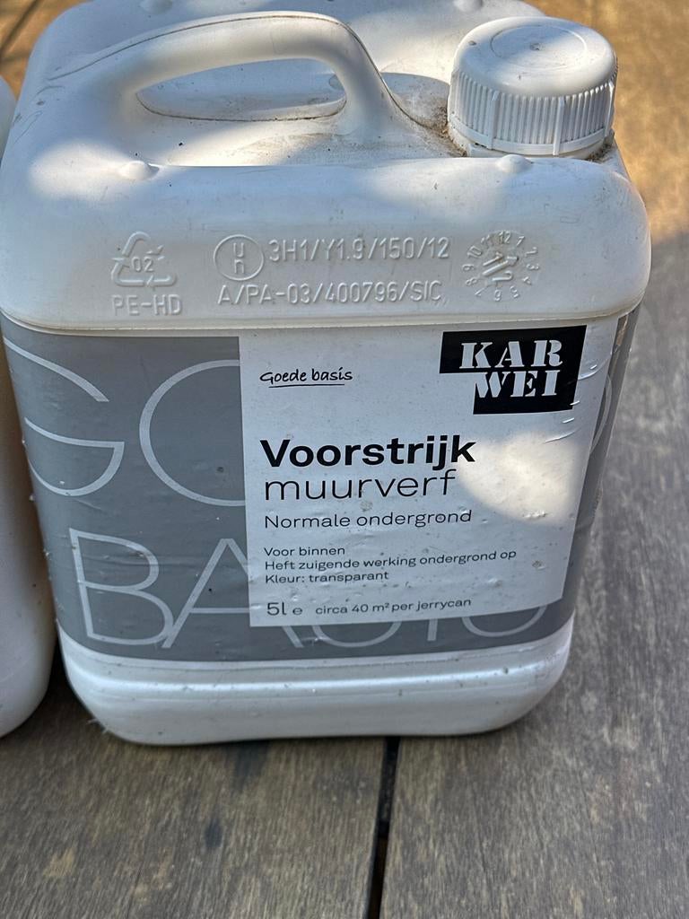 Karwei Voorstrijk Muurverf & Fixeer - 2x 5L, Overige kleuren, 5 tot 10 liter, Ophalen of Verzenden, Verf
