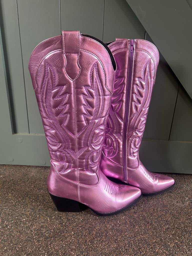 Opvallende Roze Metallic Cowboylaarzen Bluebox - Maat 39, Kleding | Dames, Schoenen, Ophalen of Verzenden, Zo goed als nieuw, Roze