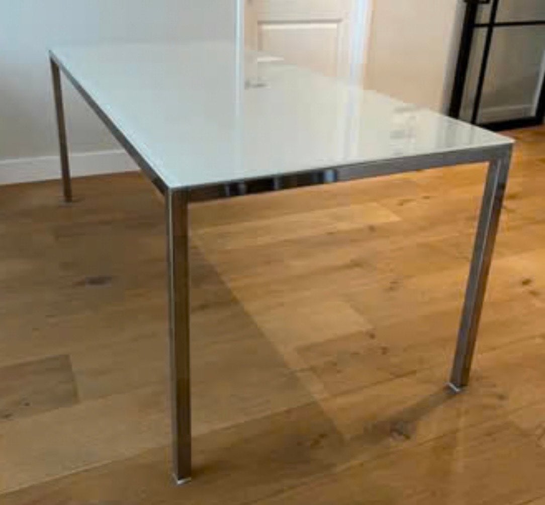 IKEA TORSBY eettafel - Chroom/Wit Glanzend, Huis en Inrichting, Ophalen, Gebruikt, 100 tot 150 cm, 50 tot 100 cm