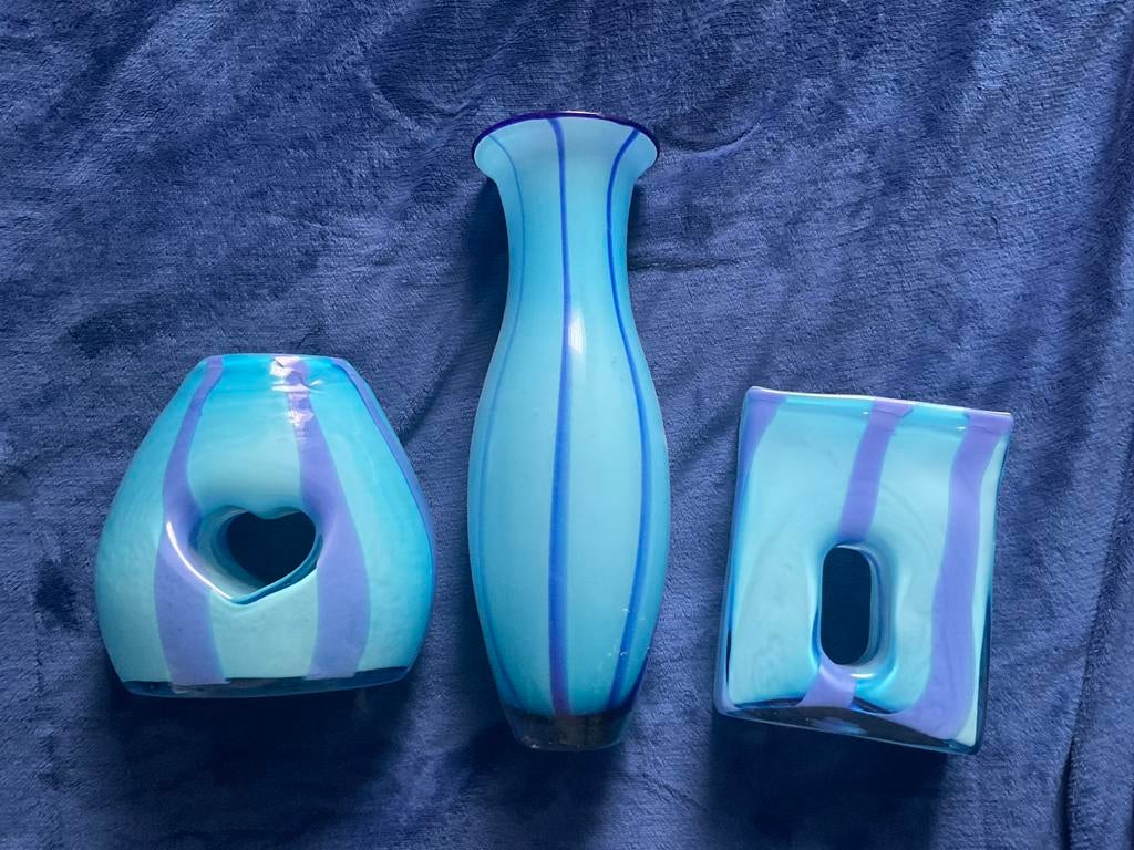 3 x glas, Huis en Inrichting, Woonaccessoires | Vazen, Overige kleuren, Ophalen of Verzenden, Minder dan 50 cm, Glas