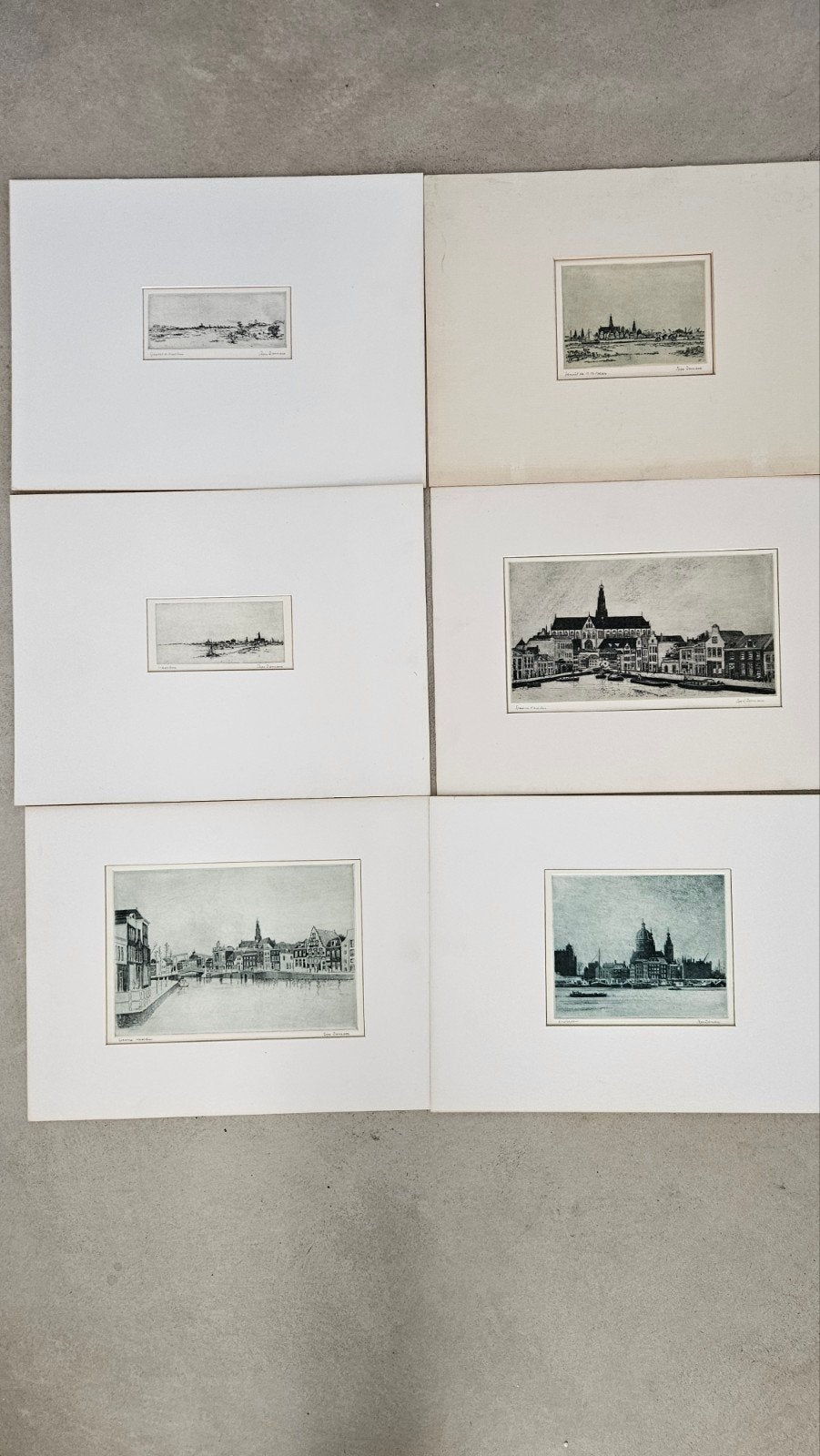 Poppe Damave - Zes etsen van Haarlem en Amsterdam, Antiek en Kunst, Ophalen