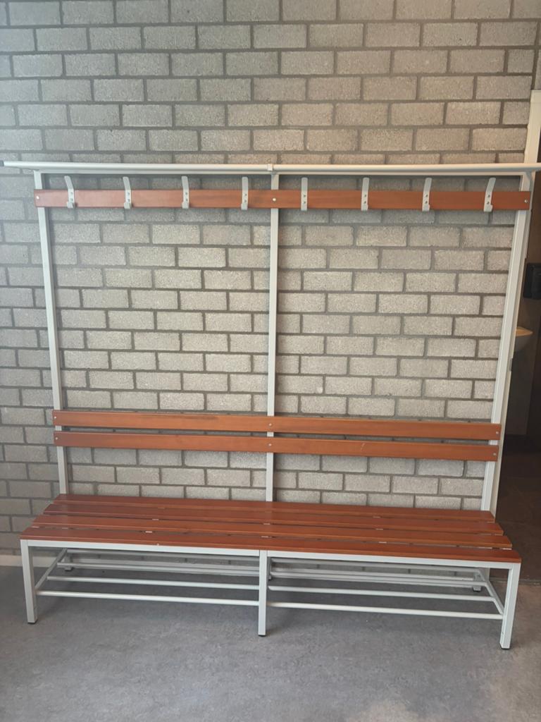 Set van 2 garderobebanken met kapstok (200cm & 180cm), Ophalen, Gebruikt, Bruin, Vier
