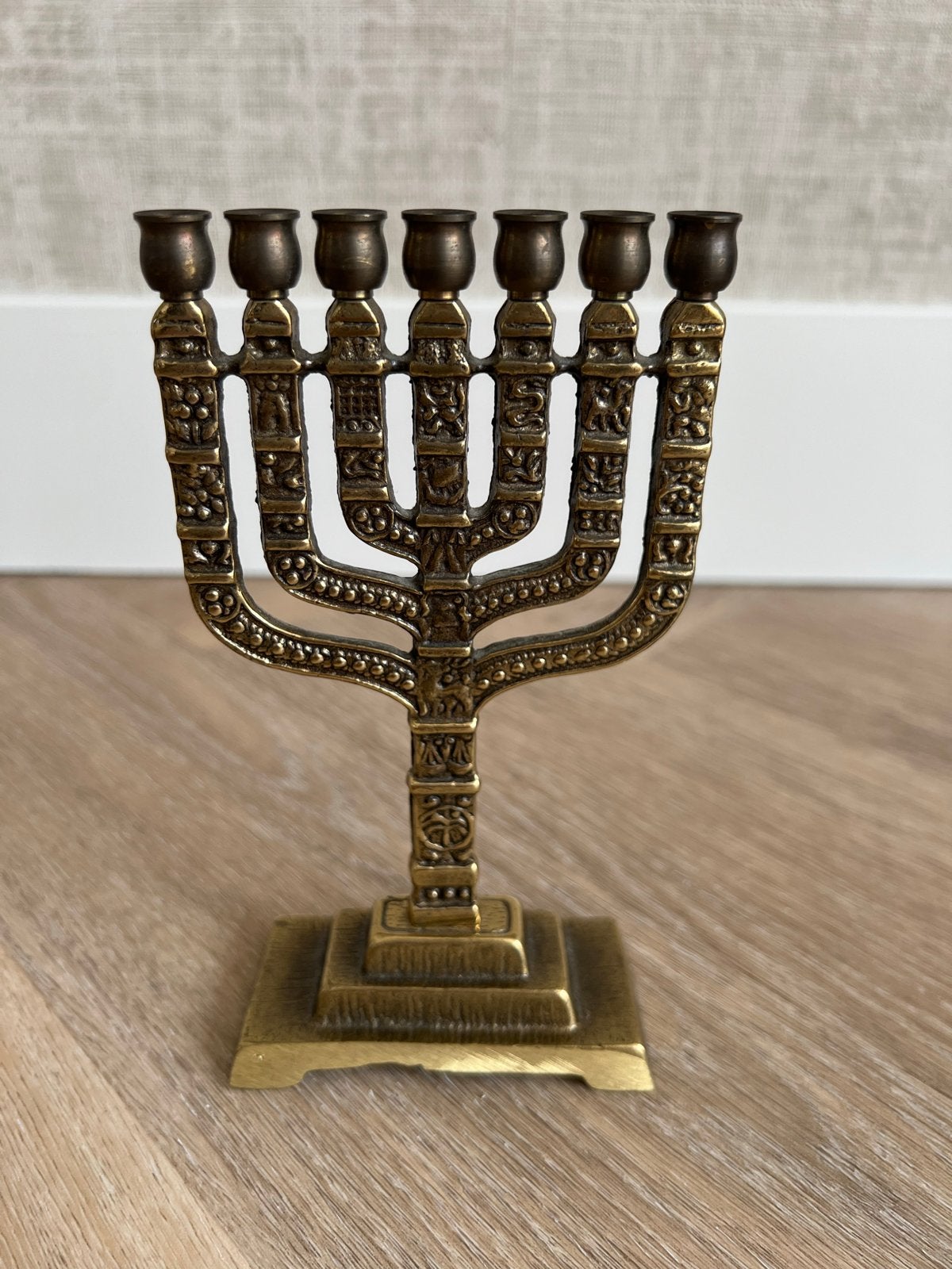 Vintage Koperen Menora - Chen Holon Israël, Antiek en Kunst, Ophalen of Verzenden, Koper of Brons