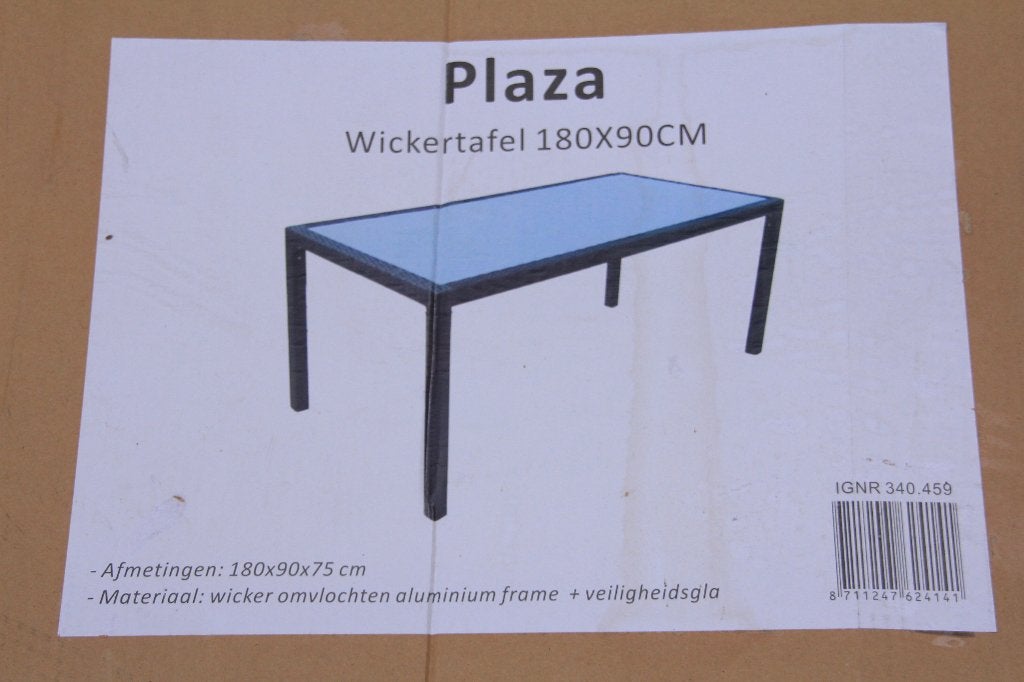 Wicker tafel 180 x 90cm - Nieuw! (Met veiligheidsglas), -, Nieuw, Vijf personen of meer, Glas