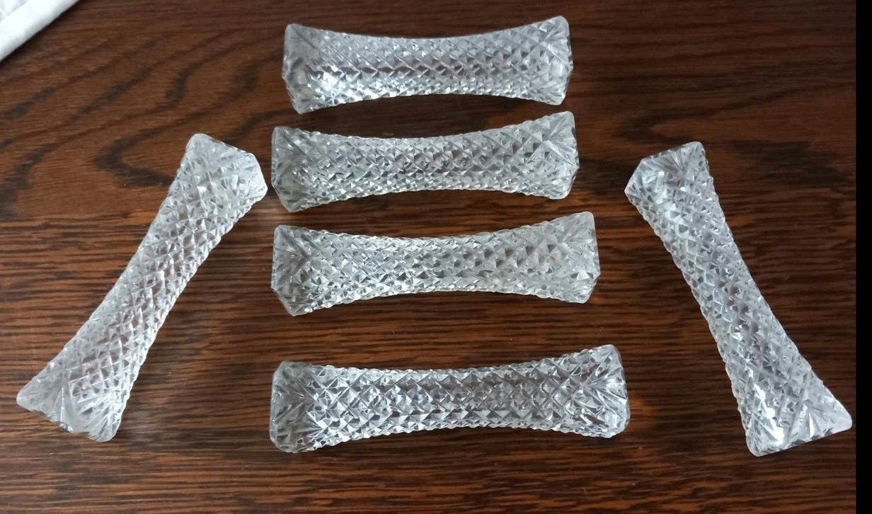 Kristallen messenleggers Wilhelmina  antiek 6 stuks, Antiek en Kunst, Ophalen of Verzenden