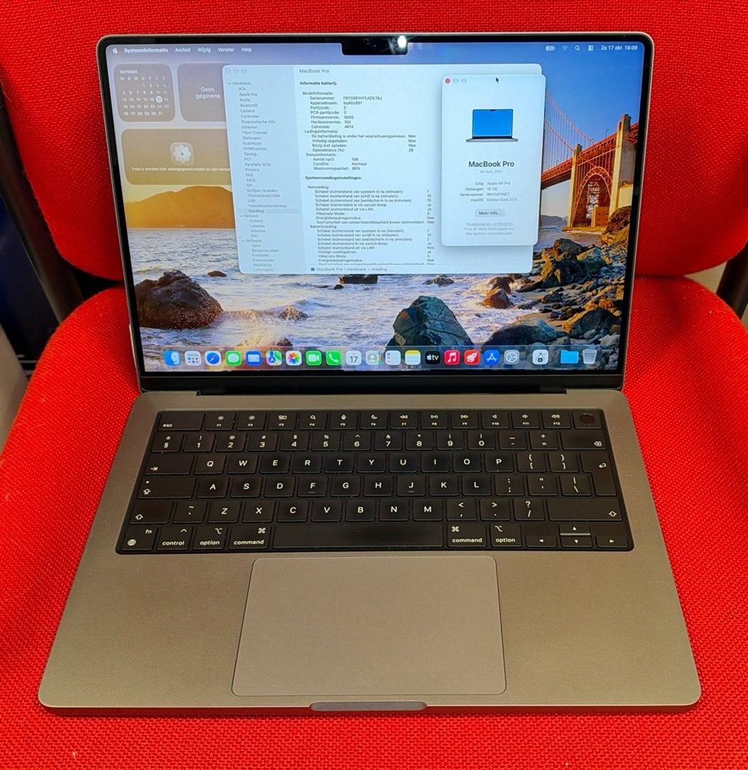 macbook pro 14 m1 16gb 500gb ssd accu 96p 108 cycle, Computers en Software, Ophalen, Zo goed als nieuw, Overige groottes, MacBook Pro