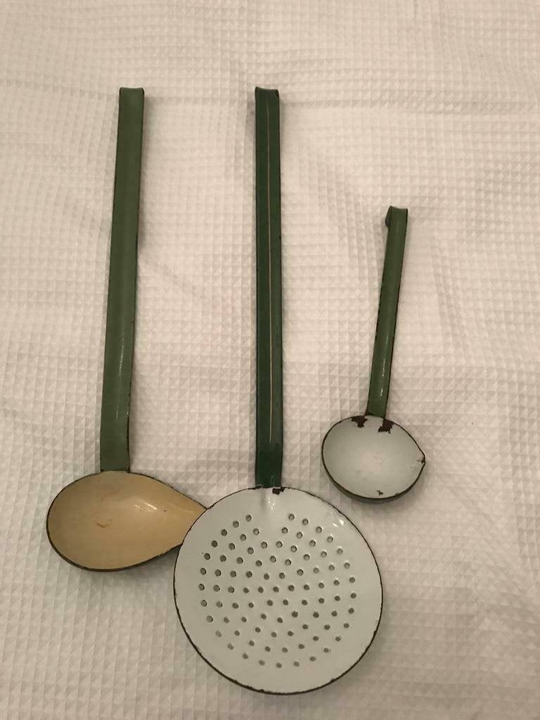 Vintage geëmailleerde keukenhulpmiddelen set, Ophalen