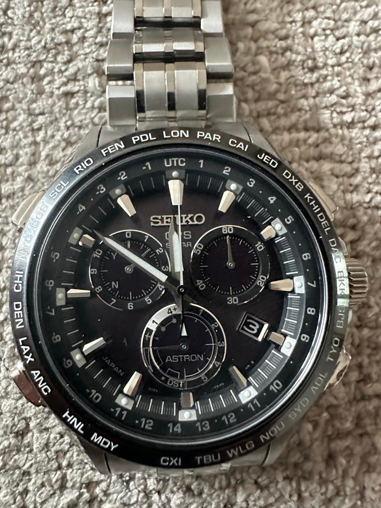 Seiko Astron GPS Solar Horloge, Ophalen, Seiko, Staal, Polshorloge