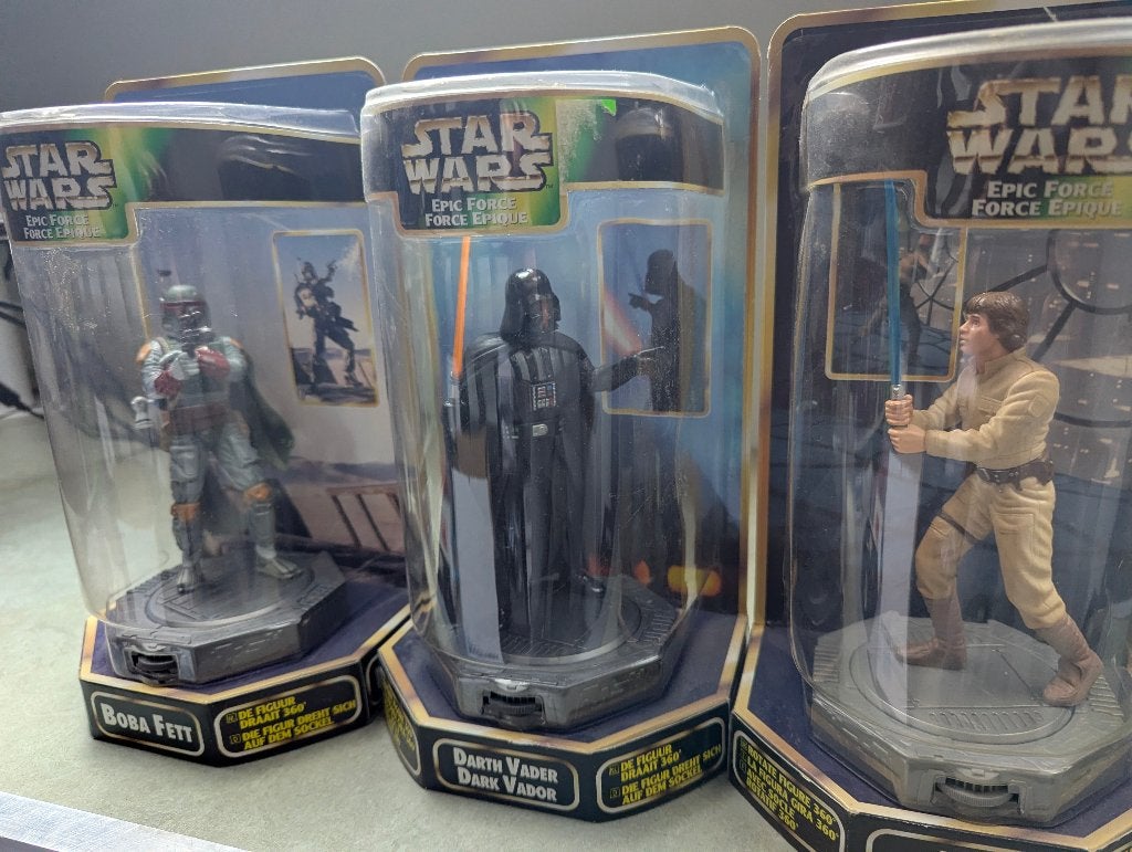 Star Wars figure set, Boba Fett, Darth vader en luke, Ophalen of Verzenden, Zo goed als nieuw, Actiefiguurtje