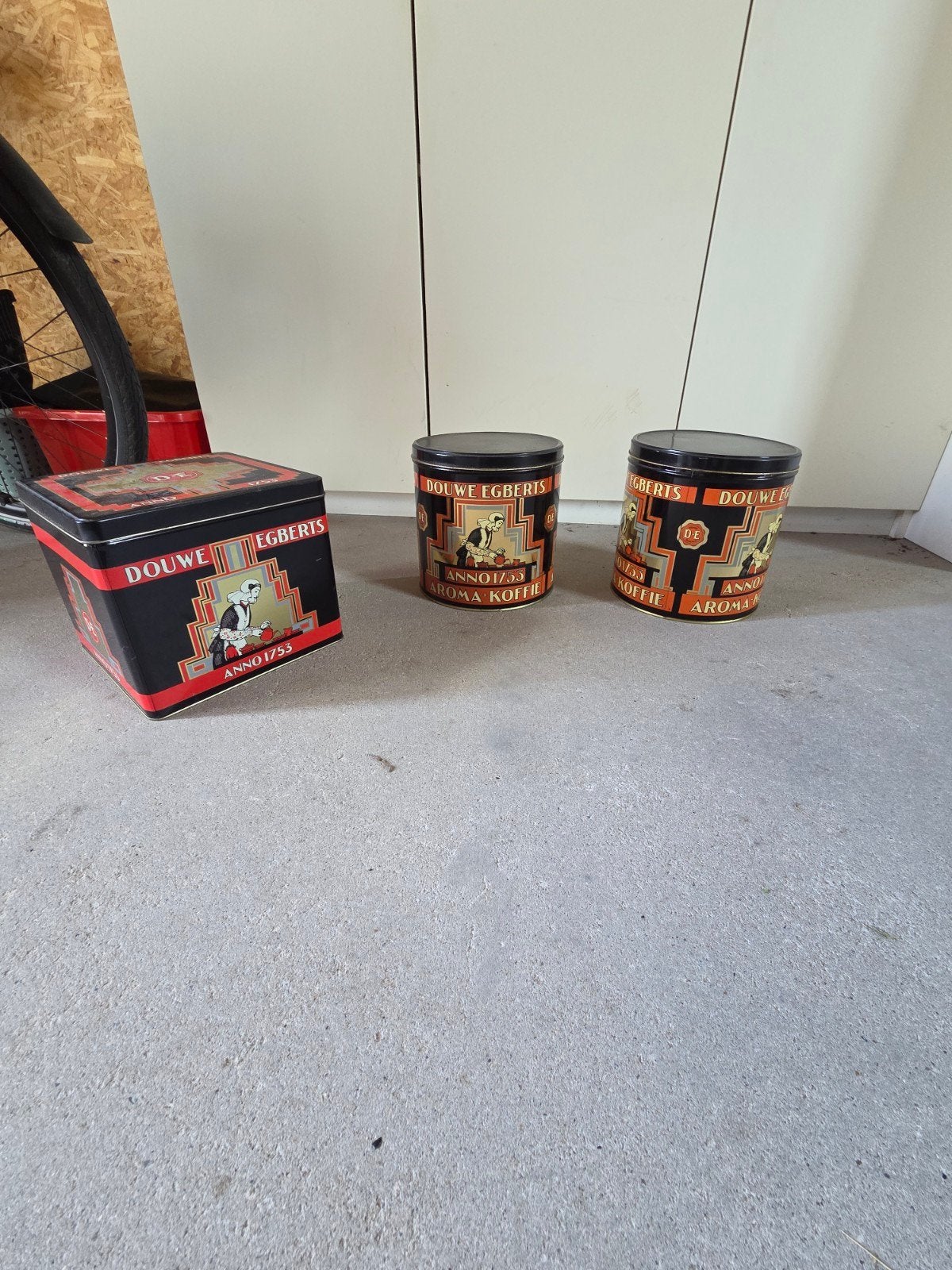 Douwe Egberts vintage koffieblikken - set van 3, Verzamelen, Ophalen of Verzenden, Gebruikt, Koffie, Douwe Egberts