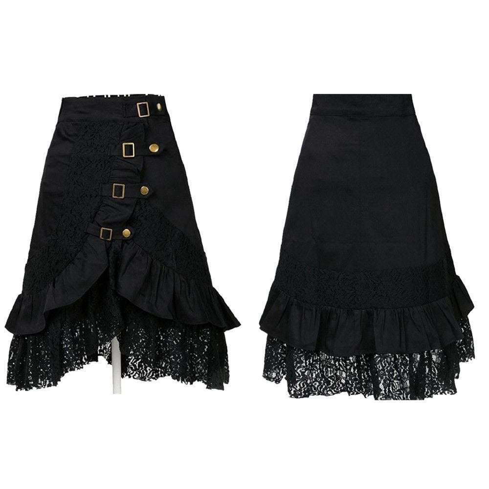 Zwarte gothic rok (victoriaanse steampunk dames vrouwen), Kleding | Dames, Rokken, Nieuw, Zwart, Onder de knie, Verzenden