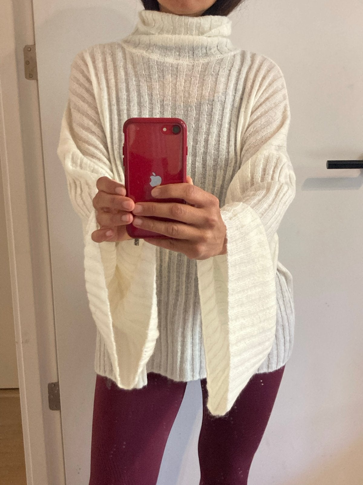 Zara witte gebreide coltrui met wijde mouwen, Kleding | Dames, Truien en Vesten, Ophalen of Verzenden, Zo goed als nieuw, Maat 36 (S)