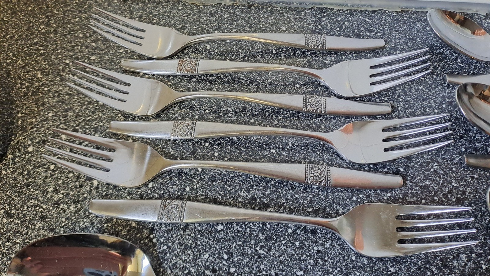 Grote vintage Bestekset Amefa RVS -   bloemmotief, Antiek en Kunst, Ophalen of Verzenden