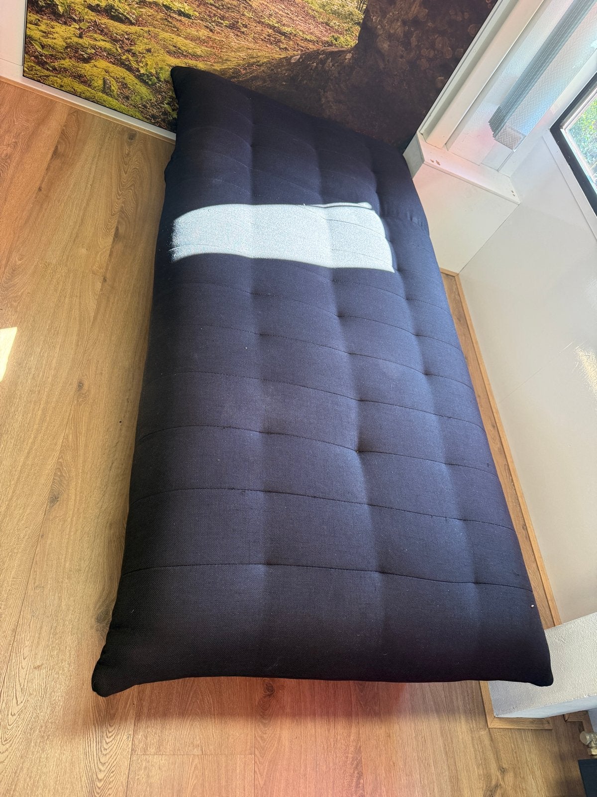 Mooie donkergrijze slaapbank / bedbank – 90 x 195 cm, Huis en Inrichting, Ophalen, Zo goed als nieuw