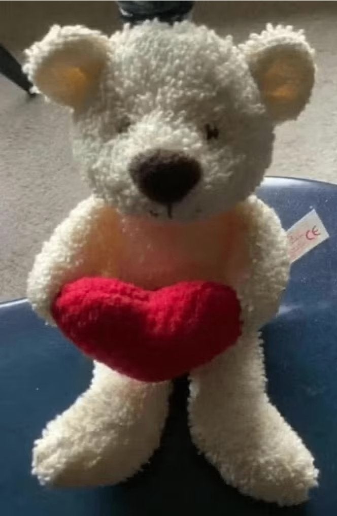 Knuffelbeertje die een hartje vast houdt; teddybeertje beer, Ophalen of Verzenden, Zo goed als nieuw, Beer