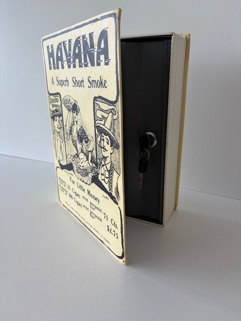 Vintage Havana Boekkluis – Geheime kluis in boekvorm, Verzamelen, Spaarpotten, Ophalen of Verzenden, Zo goed als nieuw, Metaal of Blik