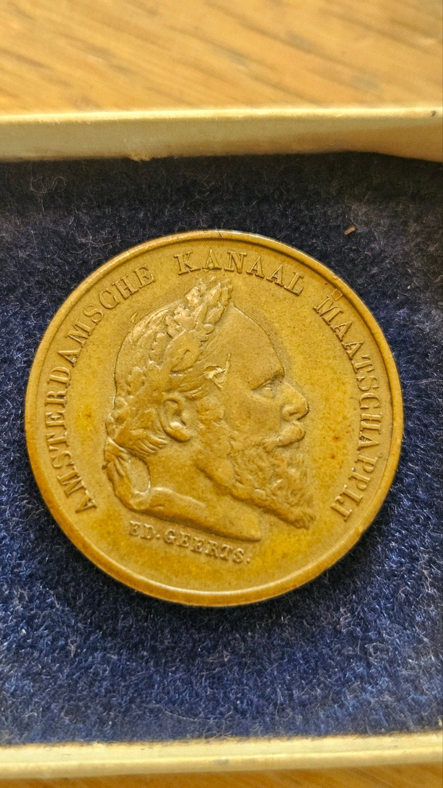 Zeldzame bronzen Penning opening Noordzeekanaal 1876, Ophalen, Brons