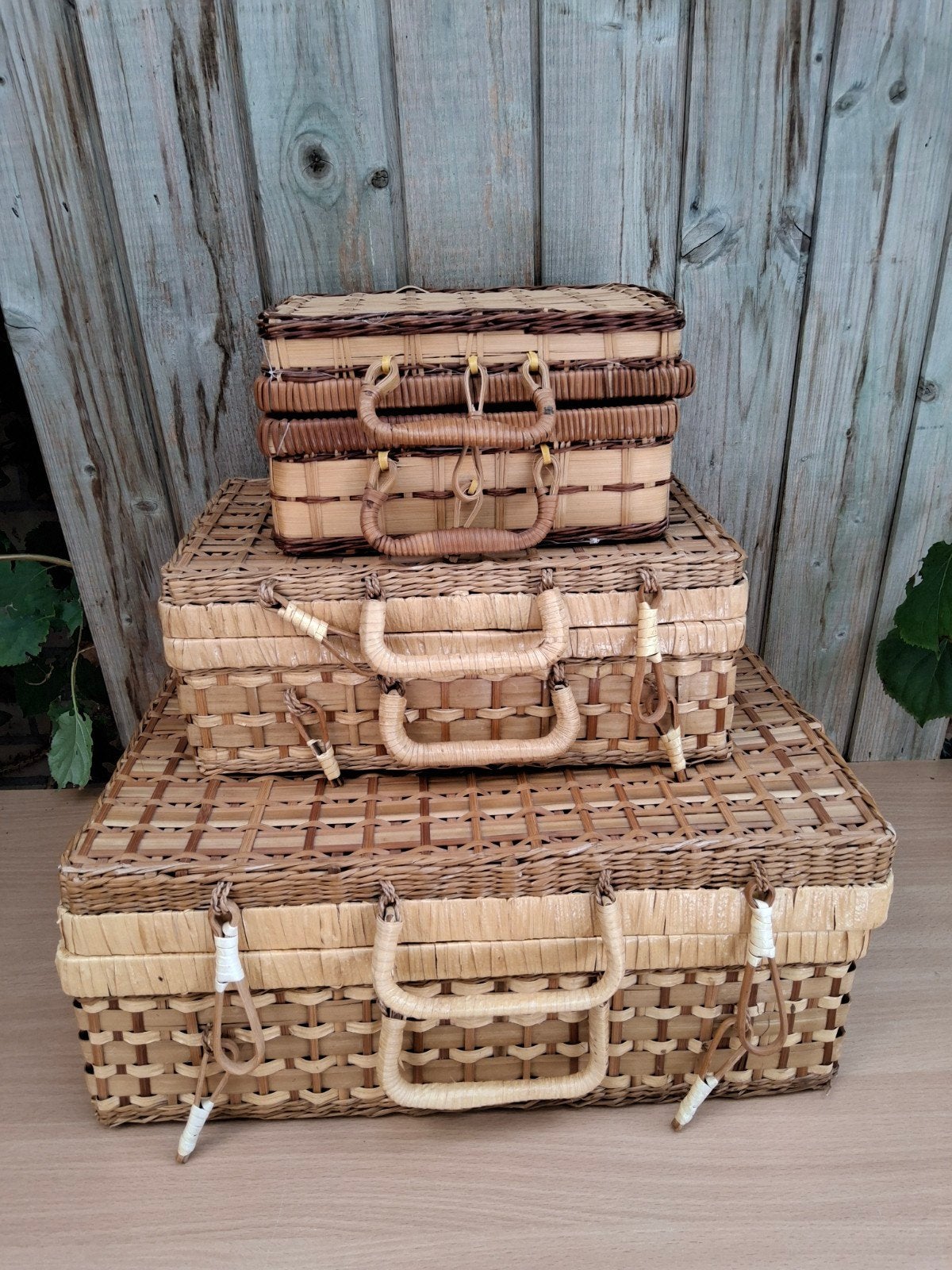 3 rieten koffermandjes, Gebruikt, Mand, Ophalen of Verzenden, Riet