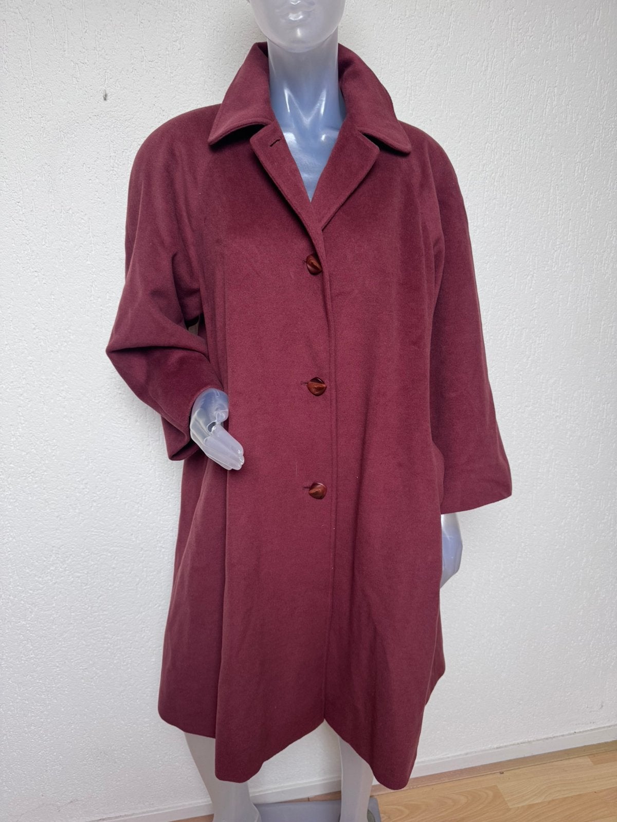 Intrend / Max Mara mauve gevoerde wollen mantel - EU 42/44, Verzenden, Gedragen, Maat 42/44 (L)