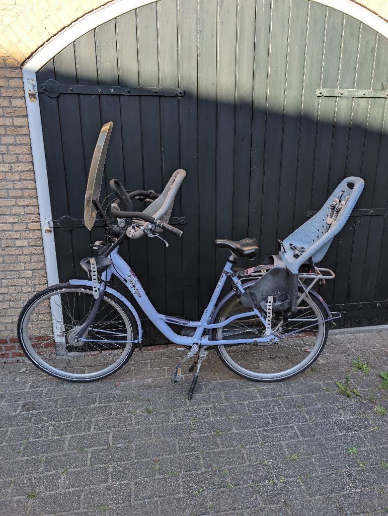Montego moederfiets met Yepp kinderzitjes, Fietsen en Brommers, Fietsen | Dames | Moederfietsen, 2 zitjes, Gebruikt, Mandje, 56 cm of meer