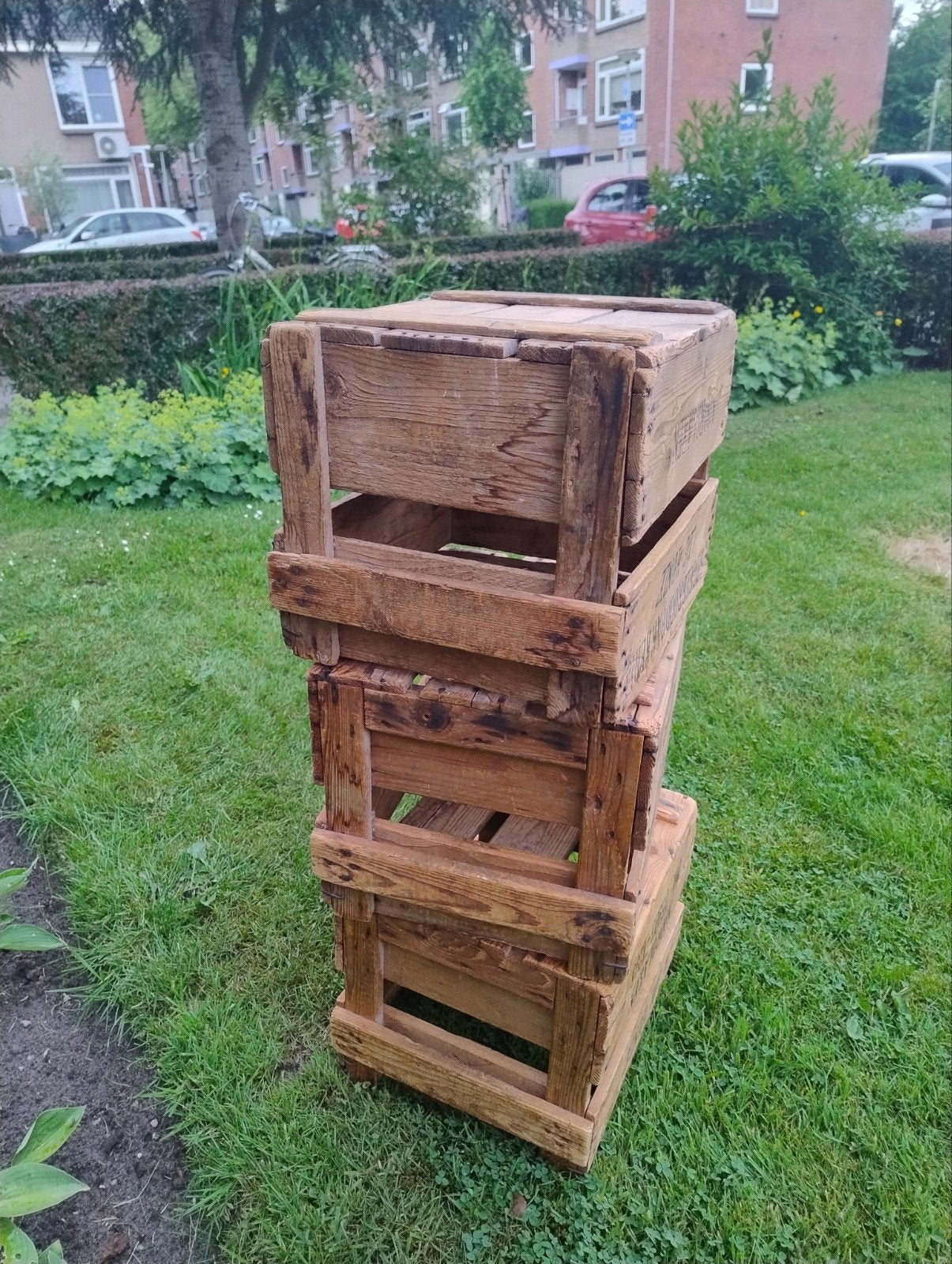 3 vintage houten kistjes / kratten, Huis en Inrichting, Ophalen, Minder dan 50 cm, Gebruikt, 50 tot 100 cm