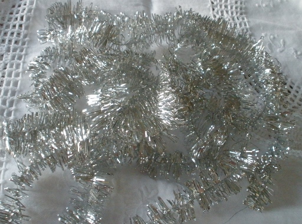 Antiek tinsel op metaal draadje / kerstslinger, Diversen, Ophalen of Verzenden, Gebruikt