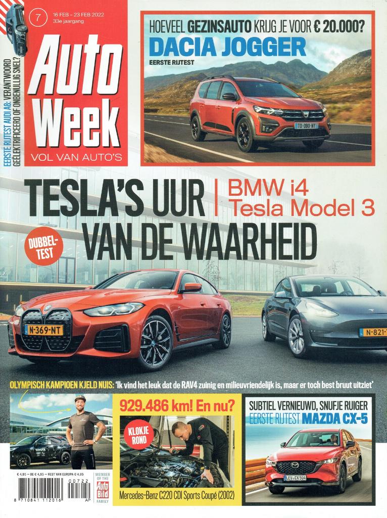 Autoweek 2022 nr. 7 (o.a. BMW i4 eDrive40 & Tesla Model 3), Verzenden, Gelezen, Algemeen